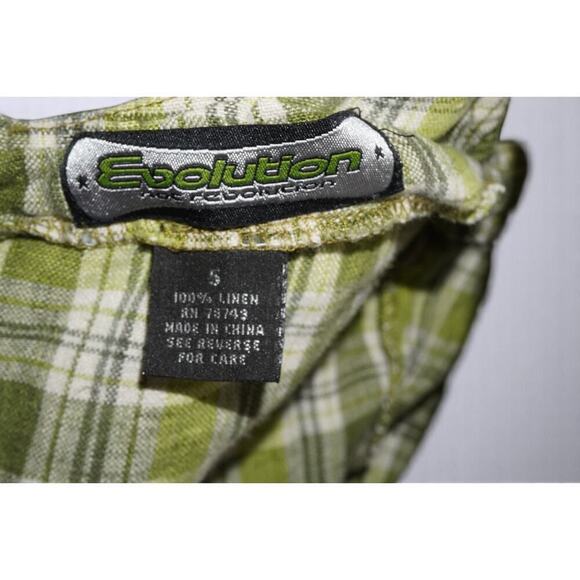 Y2K Green Plaid Linen Mini Dress - Evolution - Size S - Picture 7 of 9